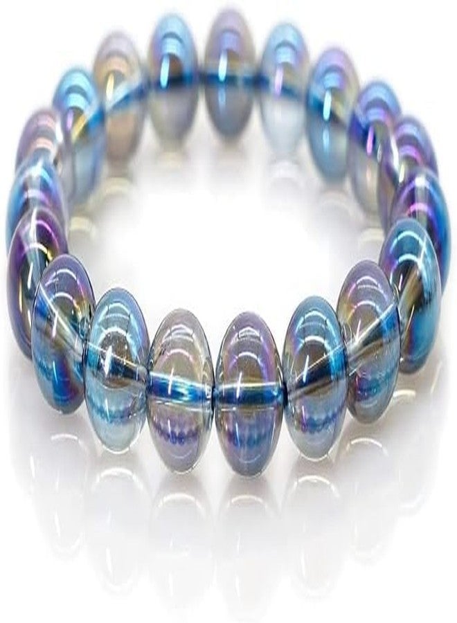 TAURISH Natural Angel Aura Quartz Bracelet 8mm Beads 7.5 Inches Stretchable Length Handmade Healing Crystal Jewelry for Women & Men - Image 1
